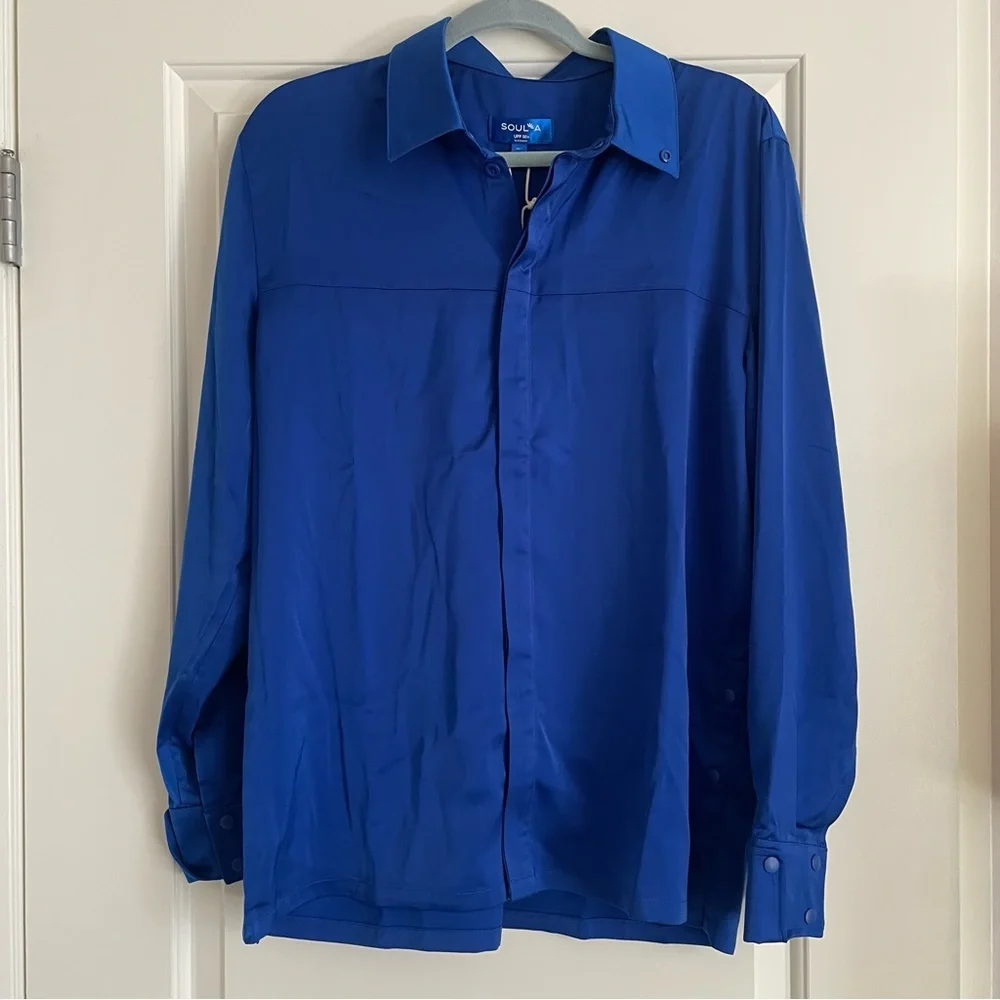 Soul-a Shirt-001 Bold Blue Casual Button Down SPF